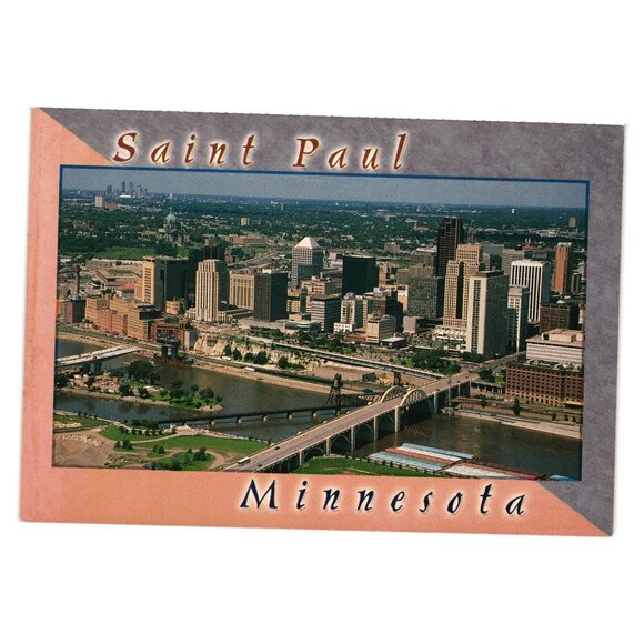 Vintage Saint Paul Minnesota Postcard Featuring City Skyline Mississippi River - Picture 1 of 2
